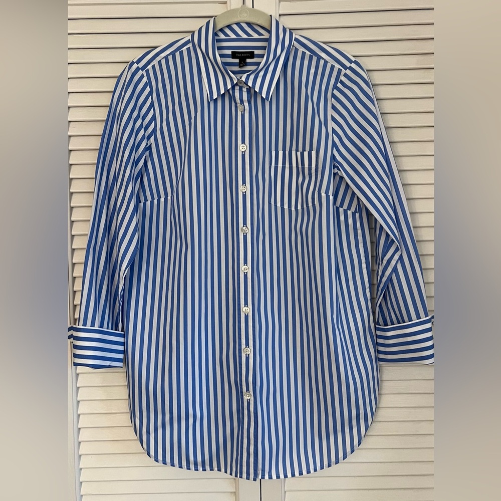 Talbots Blue and White Striped Blouse